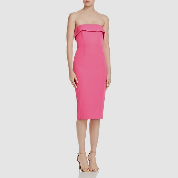 Bardot Women's Pink Georgia Ruffle Strapless Cocktail Sheath Dress - Picture 1 of 7